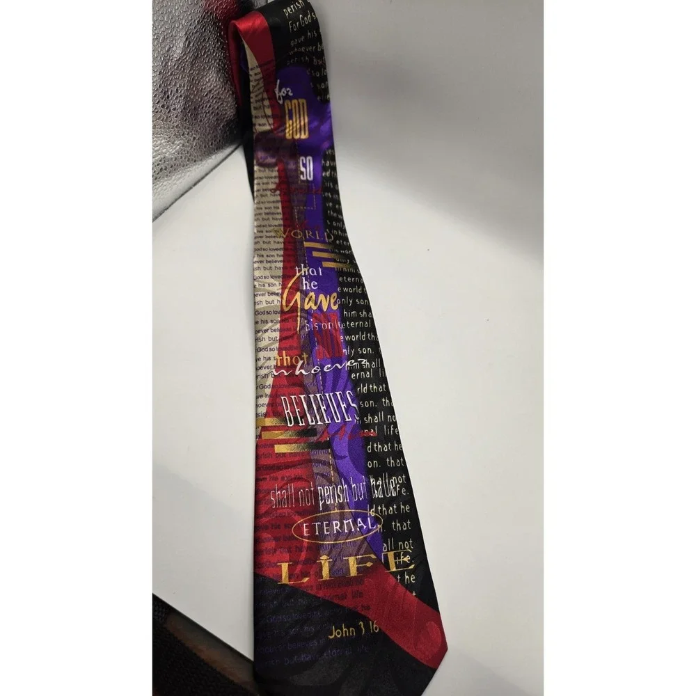 John 3:16 Christian Bible Verse Tie Steven Harris Religious Church Necktie